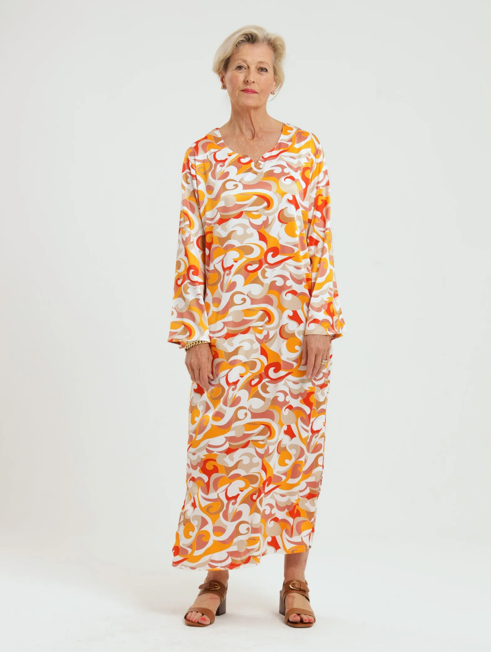 Wattle Kaftan: Orange Swirl