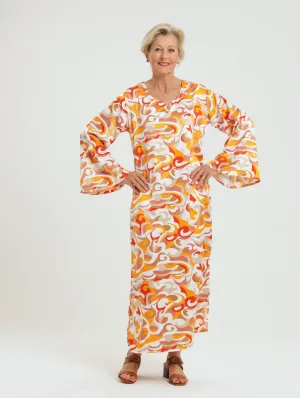 Wattle Kaftan: Orange Swirl