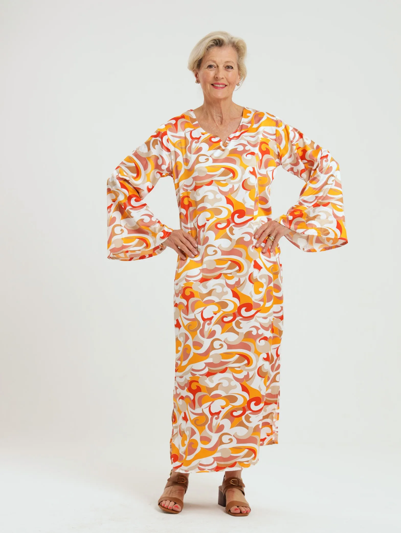 Wattle Kaftan: Orange Swirl