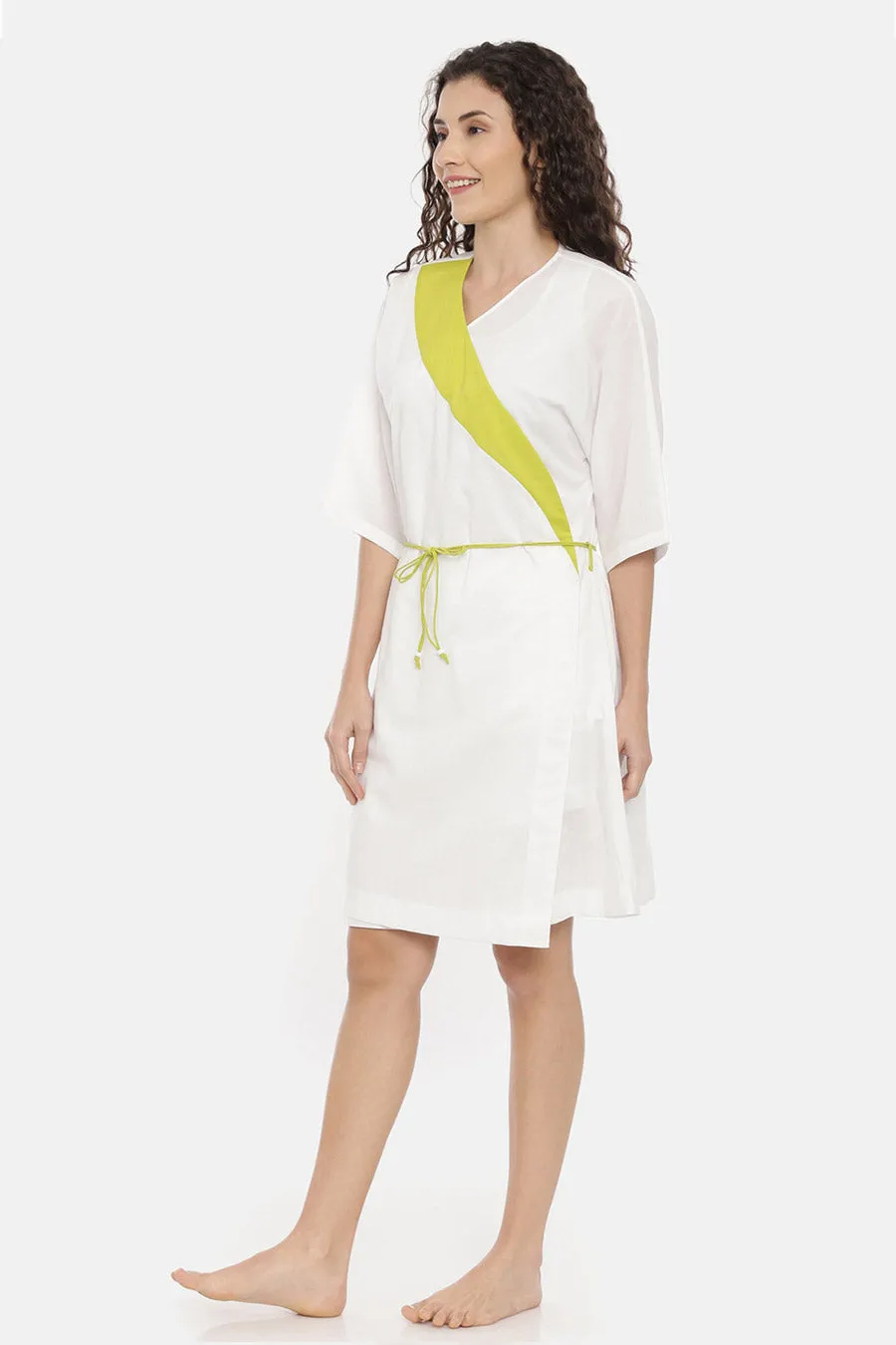 White Top & Short Nightwear Set With Overlay