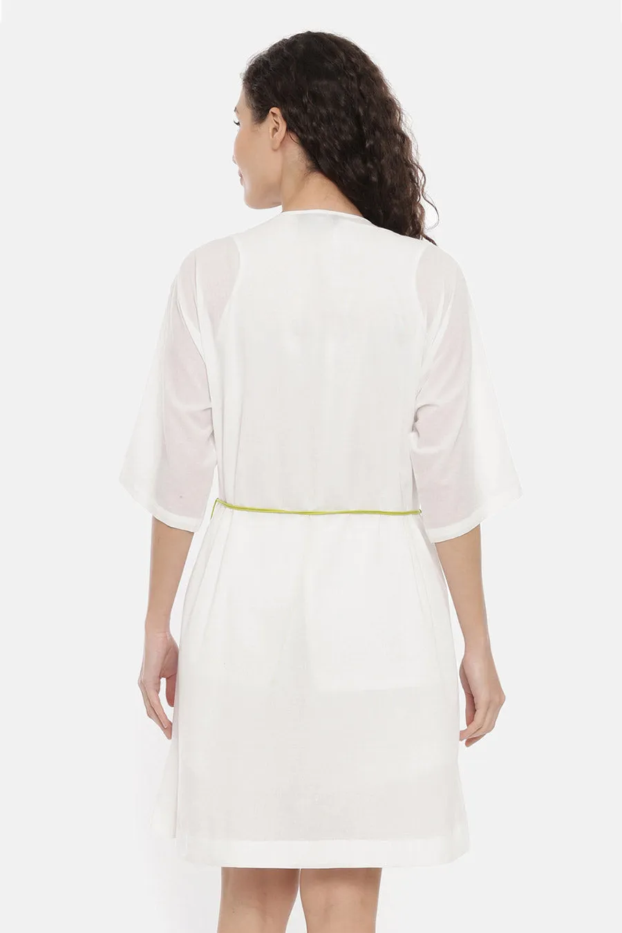 White Top & Short Nightwear Set With Overlay