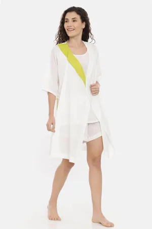 White Top & Short Nightwear Set With Overlay