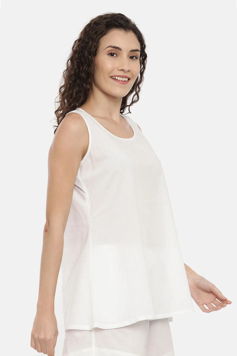 White Top & Short Nightwear Set With Overlay