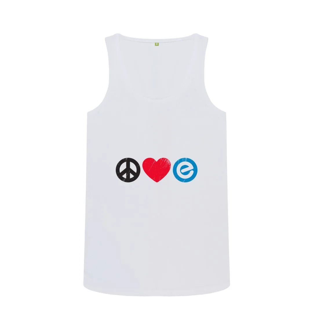 Women's 100% Organic Cotton Vest - Peace, Love, Echelon