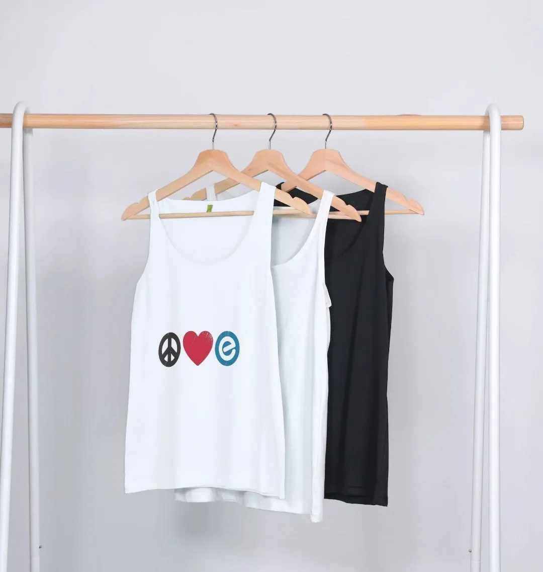 Women's 100% Organic Cotton Vest - Peace, Love, Echelon