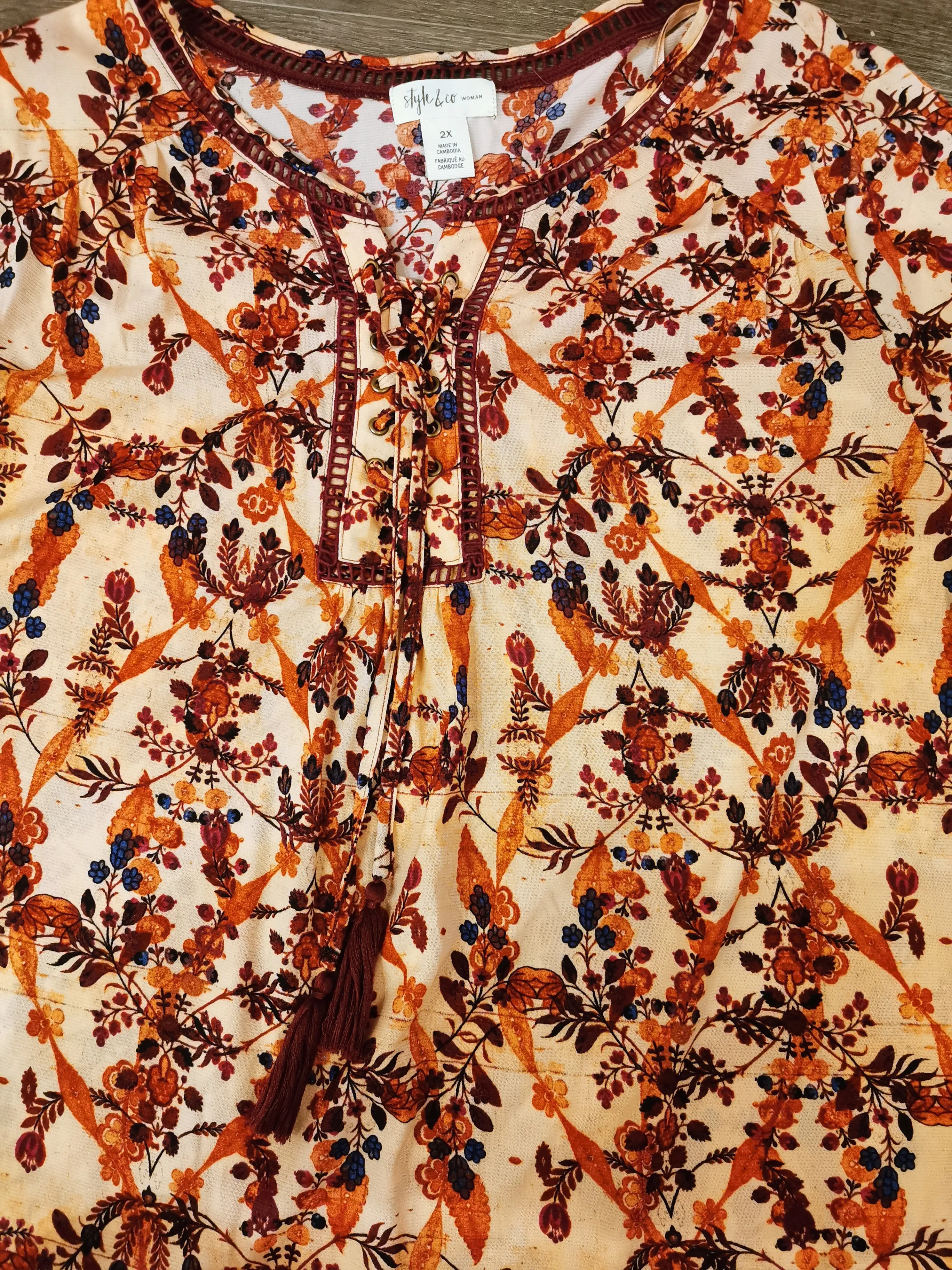 WOMENS PLUS SIZE 2X - STYLE & CO, Lightweight Floral Dress Top EUC B33