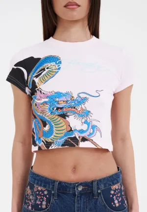 Womens Vibrant Dragon Baby Tshirt Top - Pink