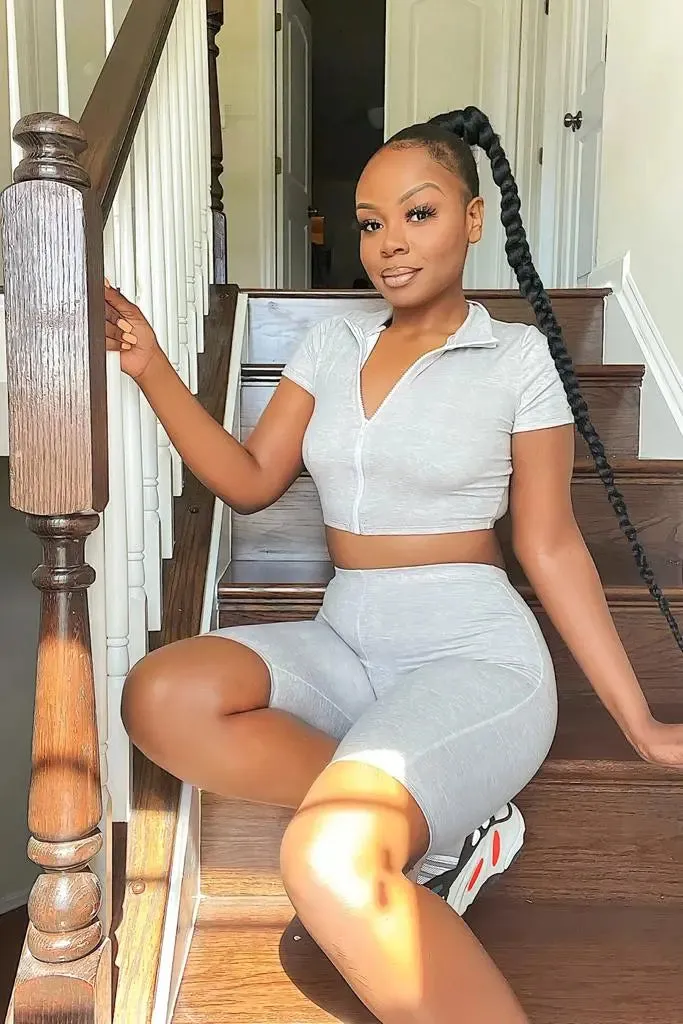 Zip Up Crop Top Set